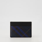Small leather goods Check Card Holder Burberry Dark blue Men