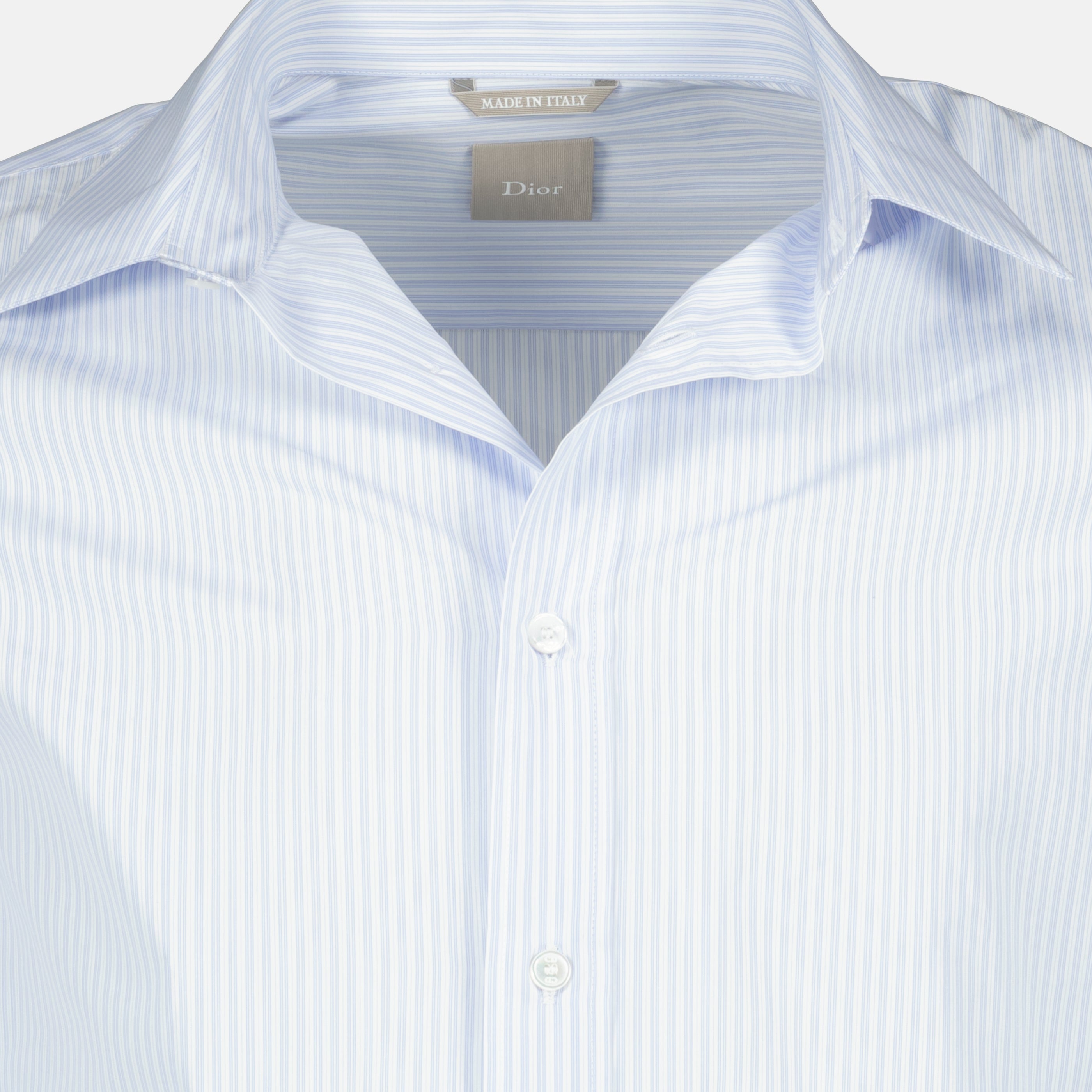 Image de l'article Chemise à rayures bleu clair en coton de la marque Dior pour Homme - Saison Printemps-Été 2026 - Vue détaillée_2