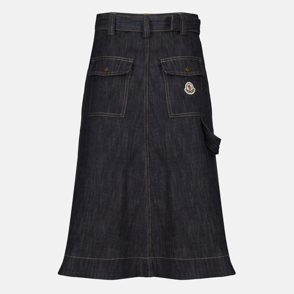 Jupes Jupe midi en denim bleu Moncler Bleu foncé Femme