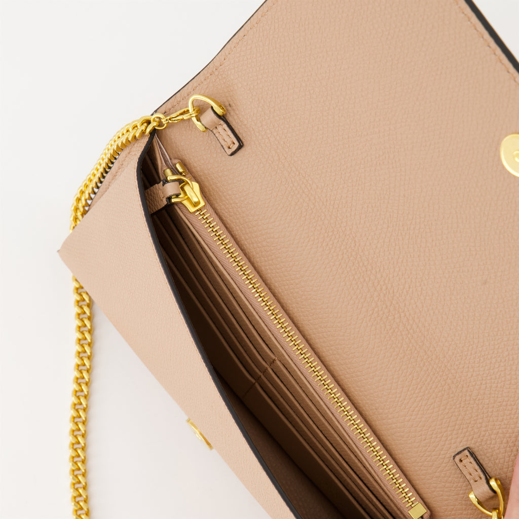 スモールレザーグッズ Portefeuille VLogo à chaîne Valentino Garavani ピンク Femme
