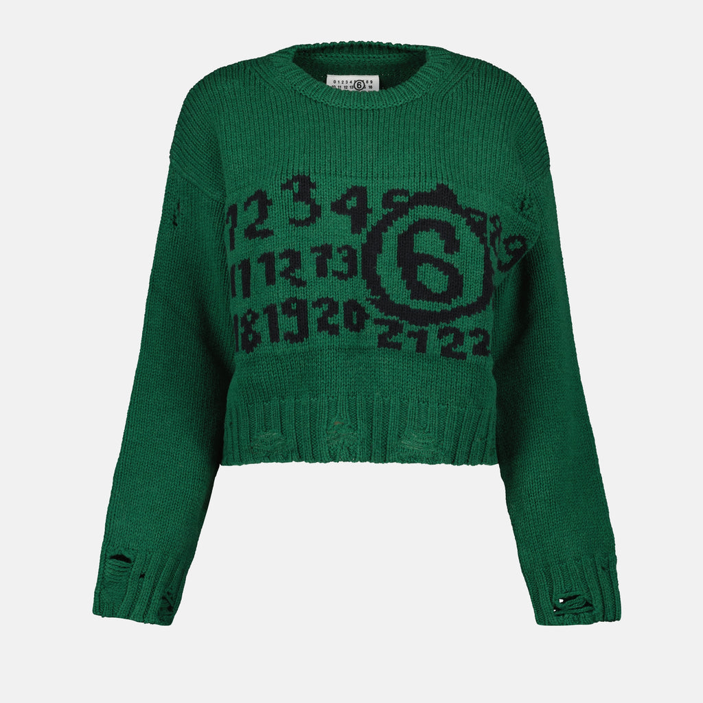 Maglieria Pull effet usé Mm6 Verde Femme