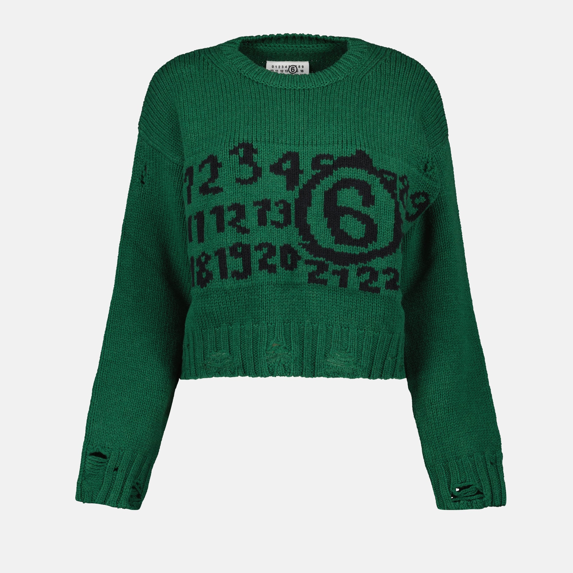 Maglieria Pull effet usé Mm6 Verde Femme