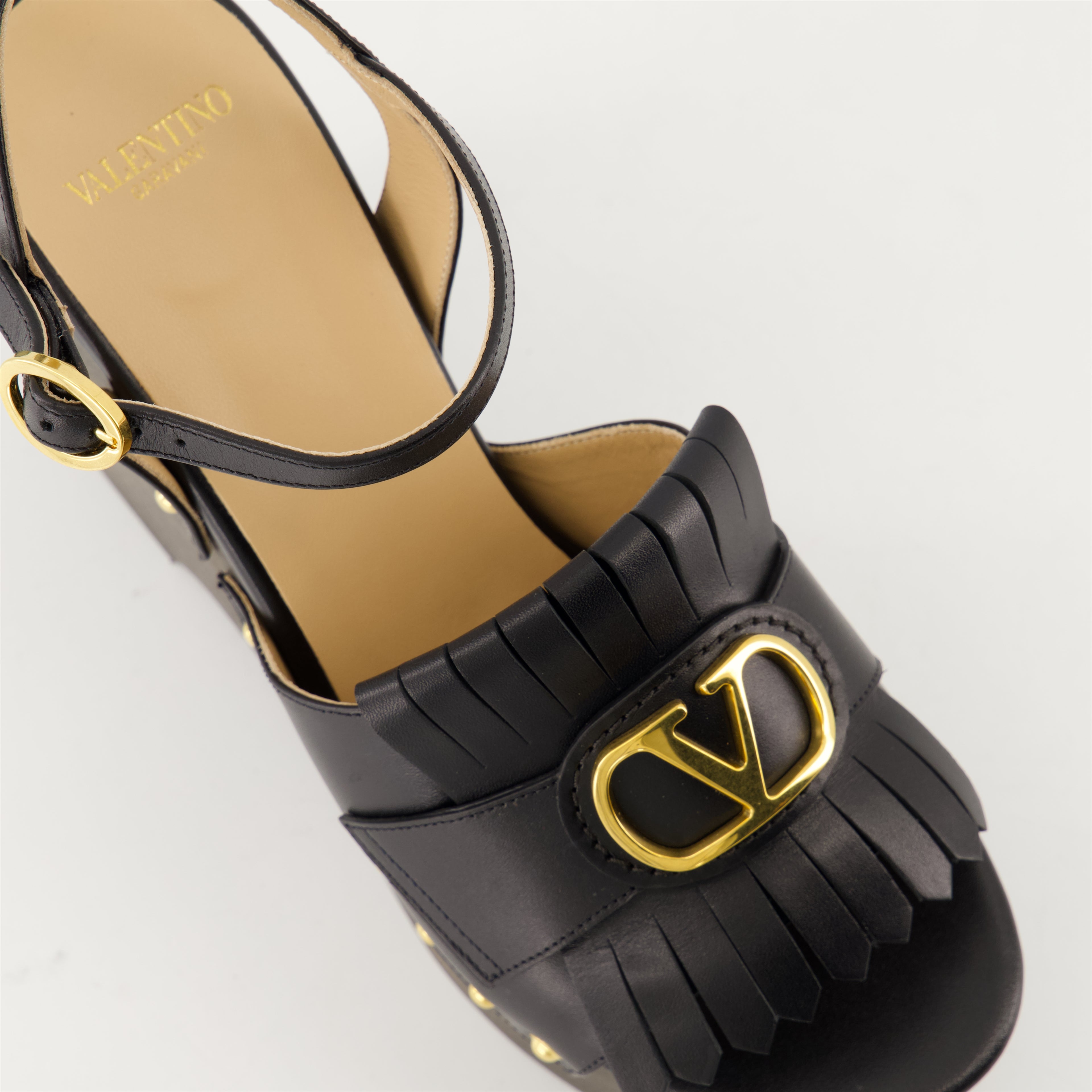 Compensées et plateformes Sandales compensées VLogo Valentino Garavani Noir Femme