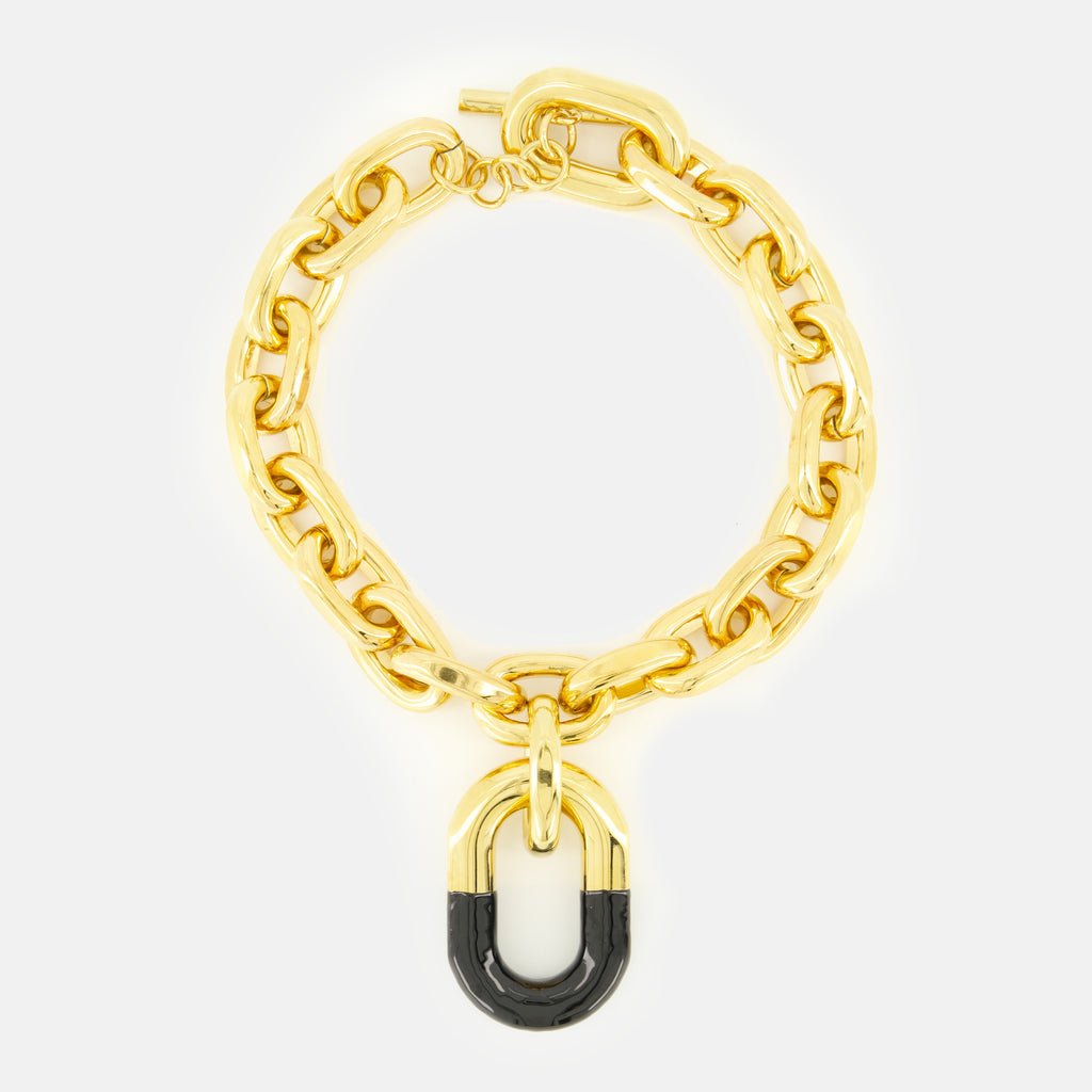 Imagen del collar XL Link negro y dorado de la marca Rabanne para mujer - Temporada Primavera-Verano 2026 - Vista Trasera