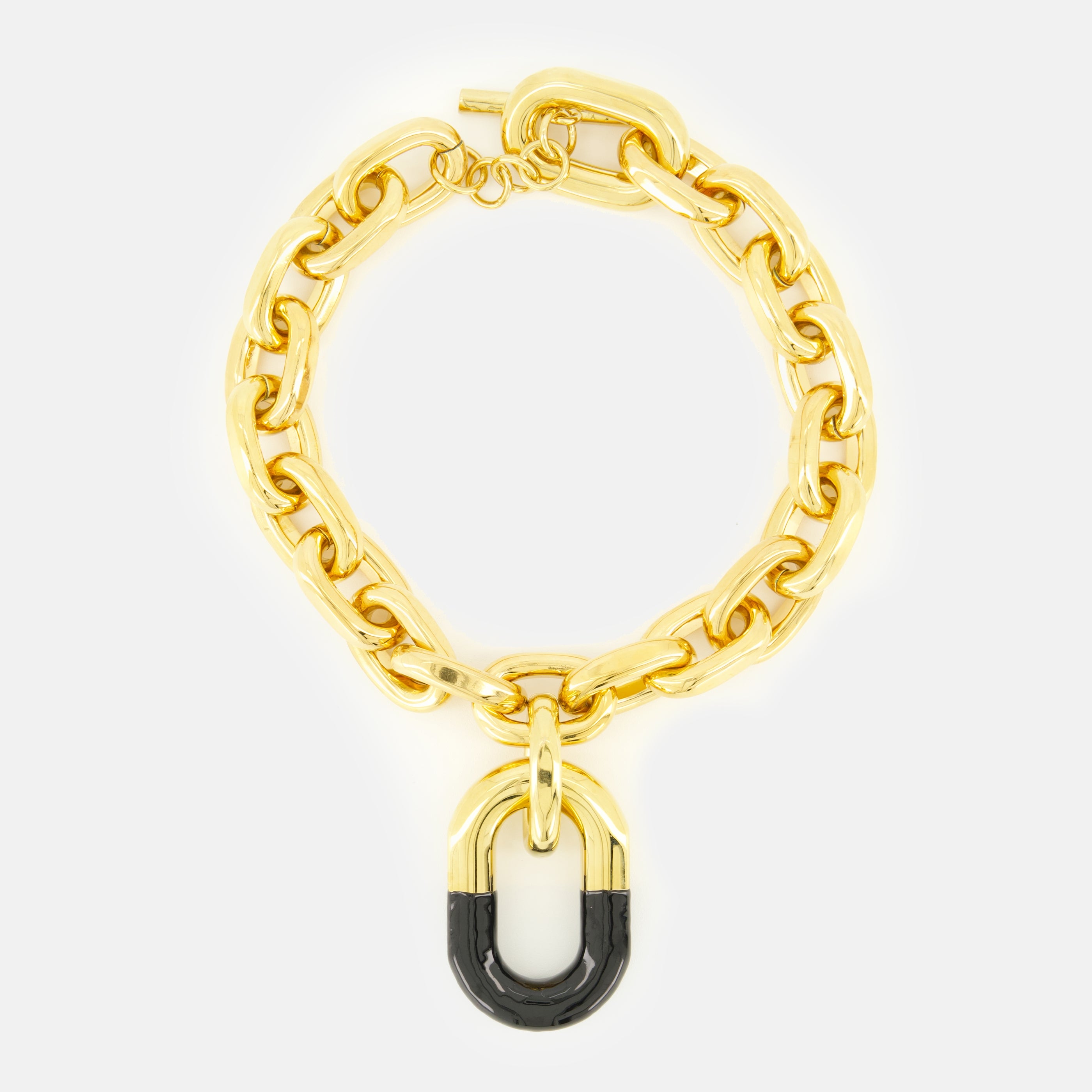 Imagen del collar XL Link negro y dorado de la marca Rabanne para mujer - Temporada Primavera-Verano 2026 - Vista Trasera