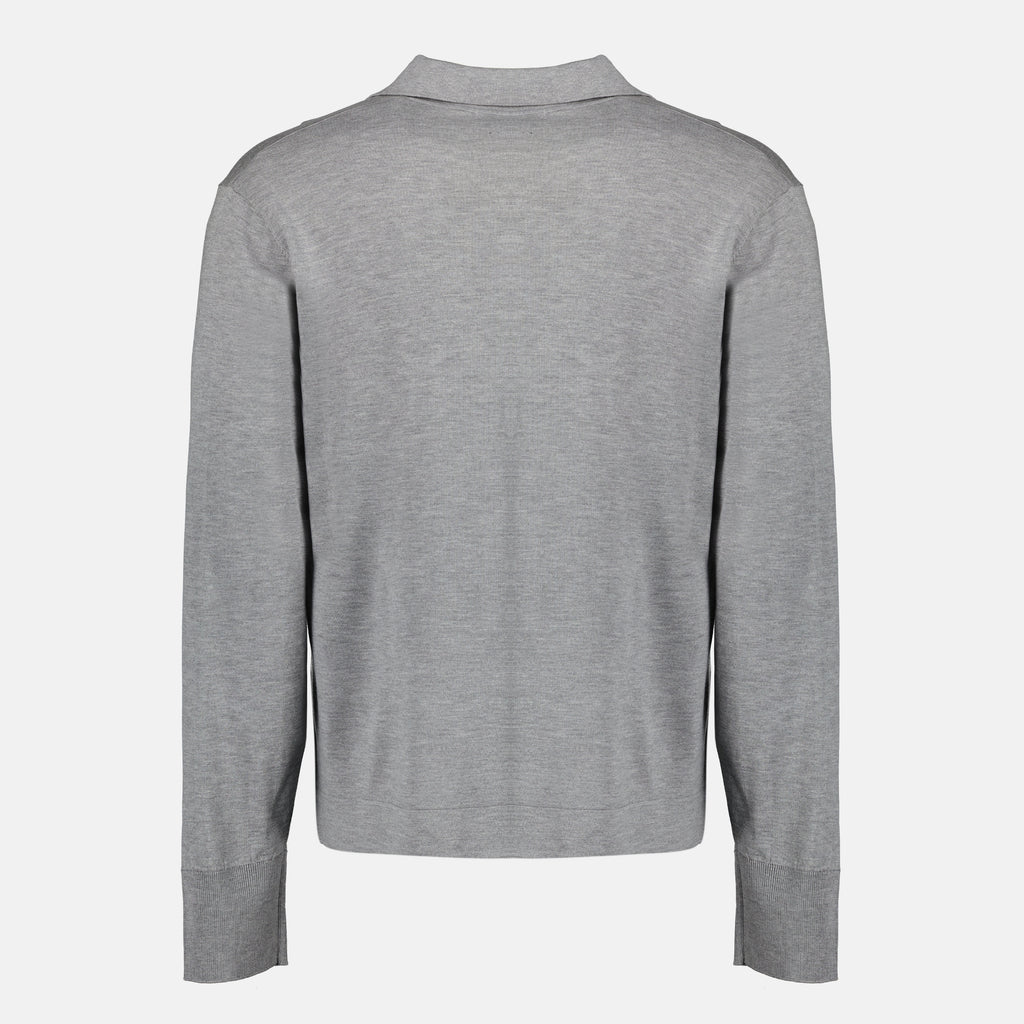 Image de l'article Polo Simone gris en lyocell et laine de la marque Officine Générale pour Homme - Saison Printemps-Été 2026 - Vue de Dos