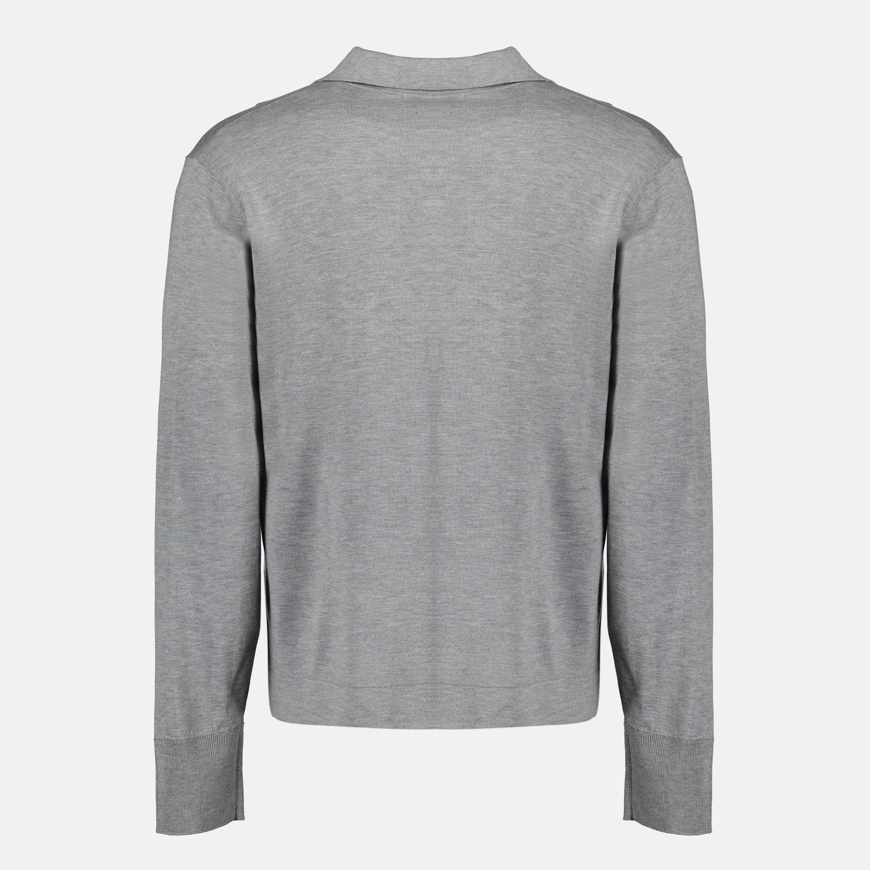 Image de l'article Polo Simone gris en lyocell et laine de la marque Officine Générale pour Homme - Saison Printemps-Été 2026 - Vue de Dos