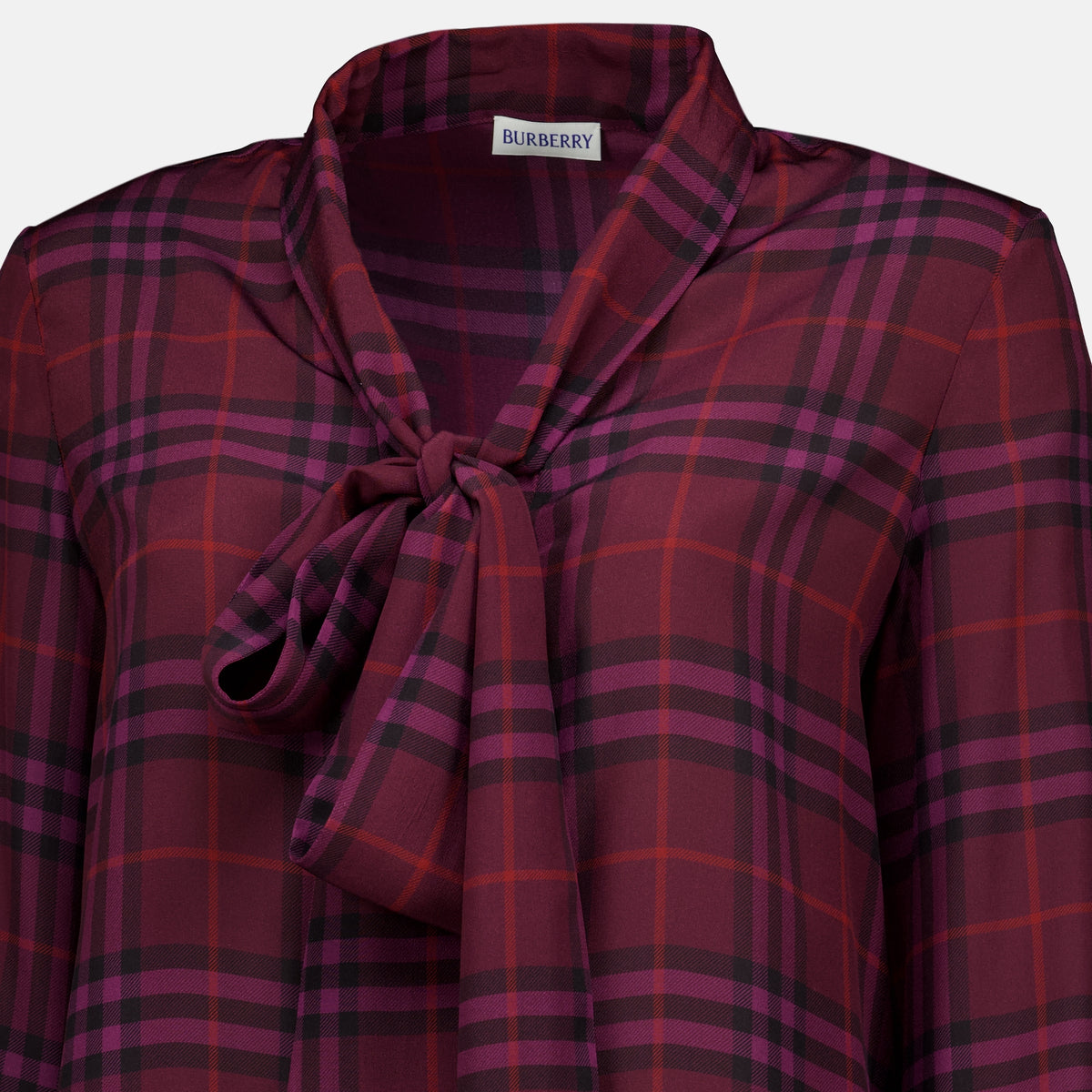 Tops Check Silk Blouse Burberry Violet Femme