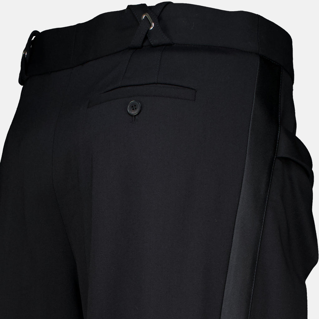 Pantalons 검정 넓은 다리 양모 바지 Rabanne Noir Femme