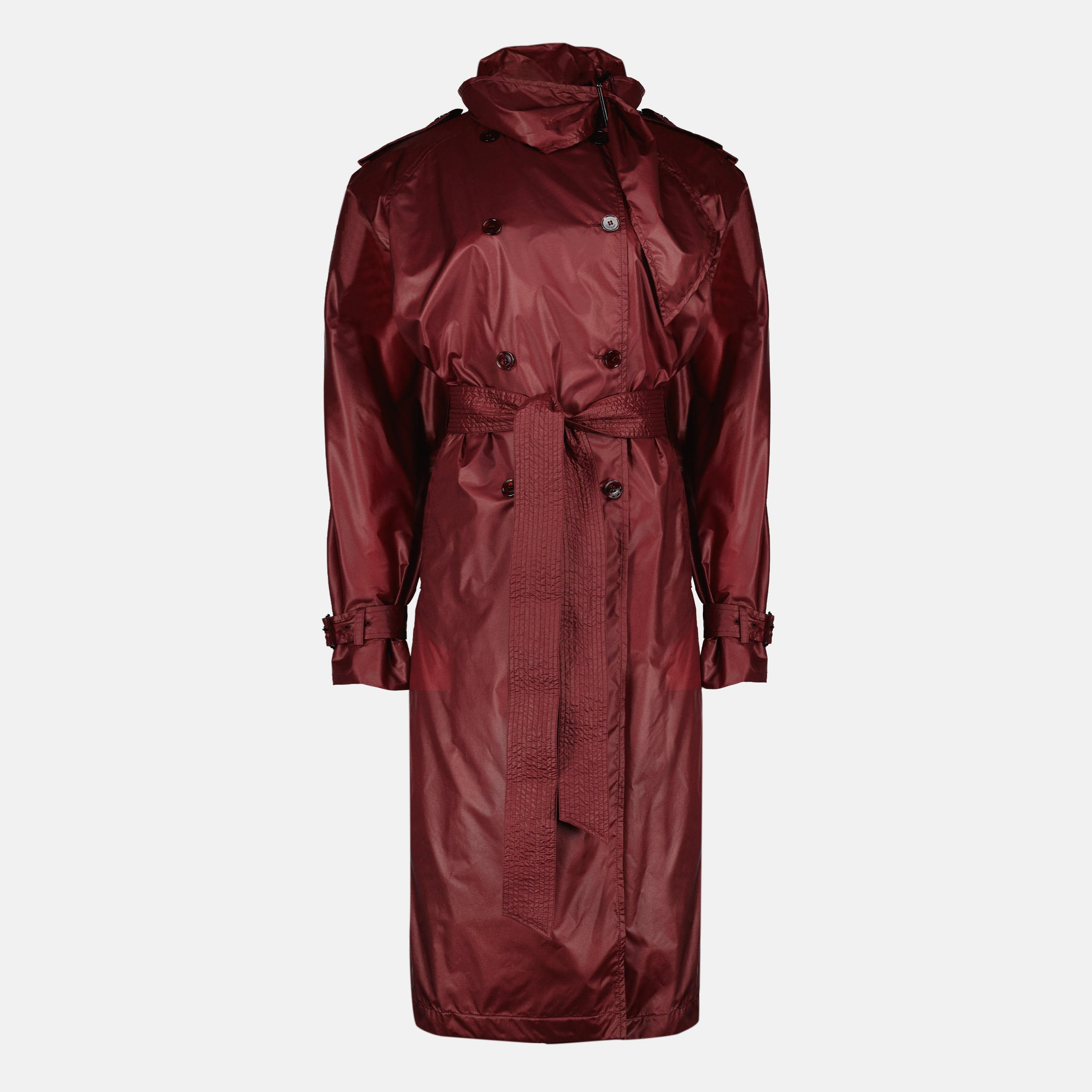 Image de l'article Trench en nylon bordeaux de la marque Saint Laurent pour Femme - Saison Printemps-Été 2026 - Vue de Face