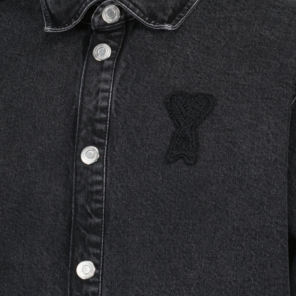 Image de l'article Surchemise noire en coton de la marque Ami PARIS pour Unisex - Saison Printemps-Été 2026 - Vue détaillée_1