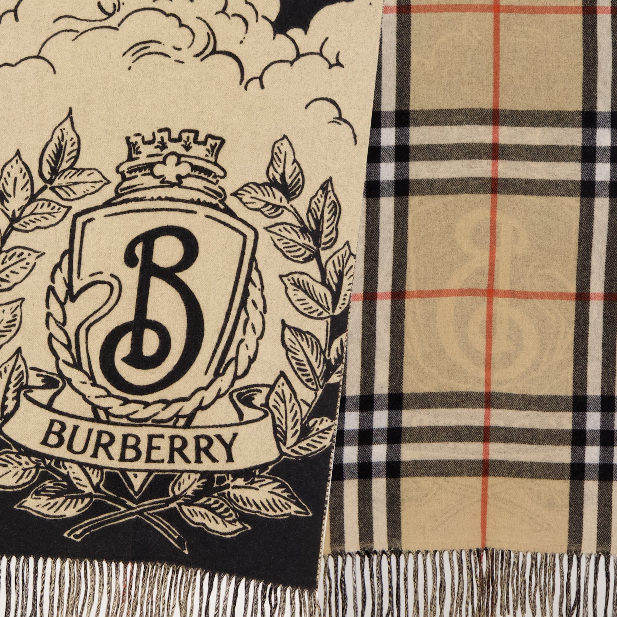 Écharpes, foulards et gants Bufanda de Cashmere Reversible Stormy Knight Burberry Beige Femme