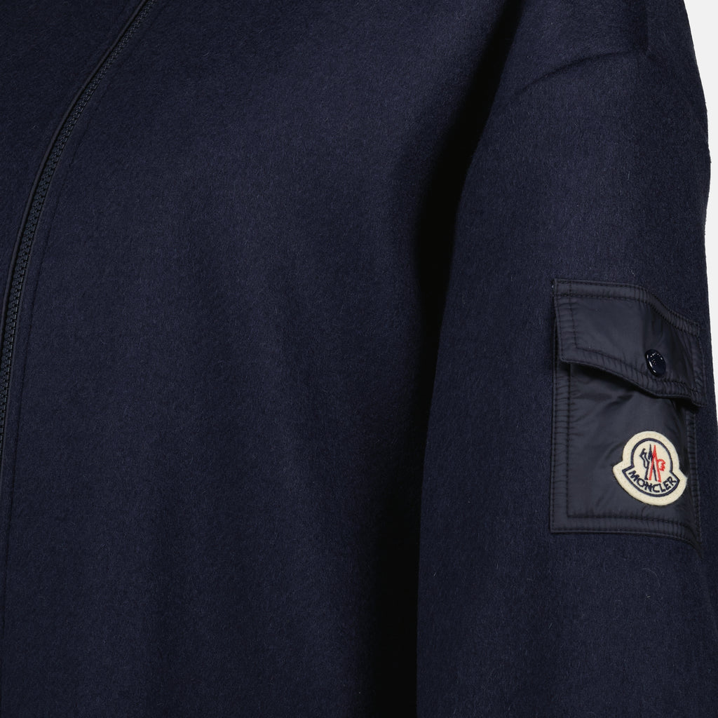 Vestes Cape zippée en laine Moncler Bleu foncé Femme