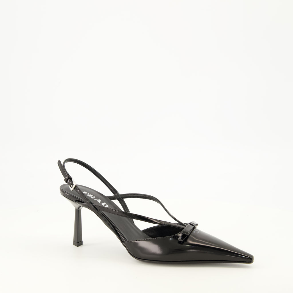 Escarpins Schwarze Lederpumps Prada Noir Femme