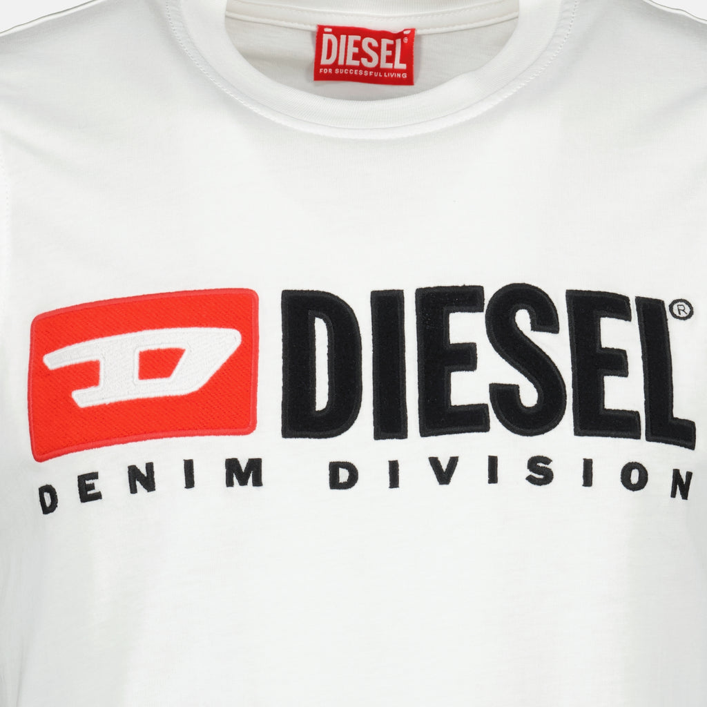 Image of the T-Isco-Div white tank top from the Diesel brand for Men - Spring-Summer 2026 - Detailed View 1