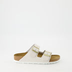 Zapatos abiertos Sandalias Arizona Grises Birkenstock Blanco Femme