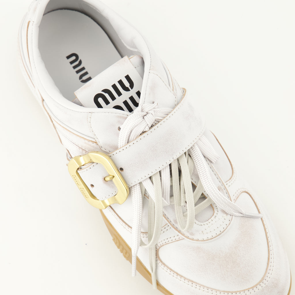 Baskets Baskets Gymnasium en cuir blanc Miu Miu Blanc Femme