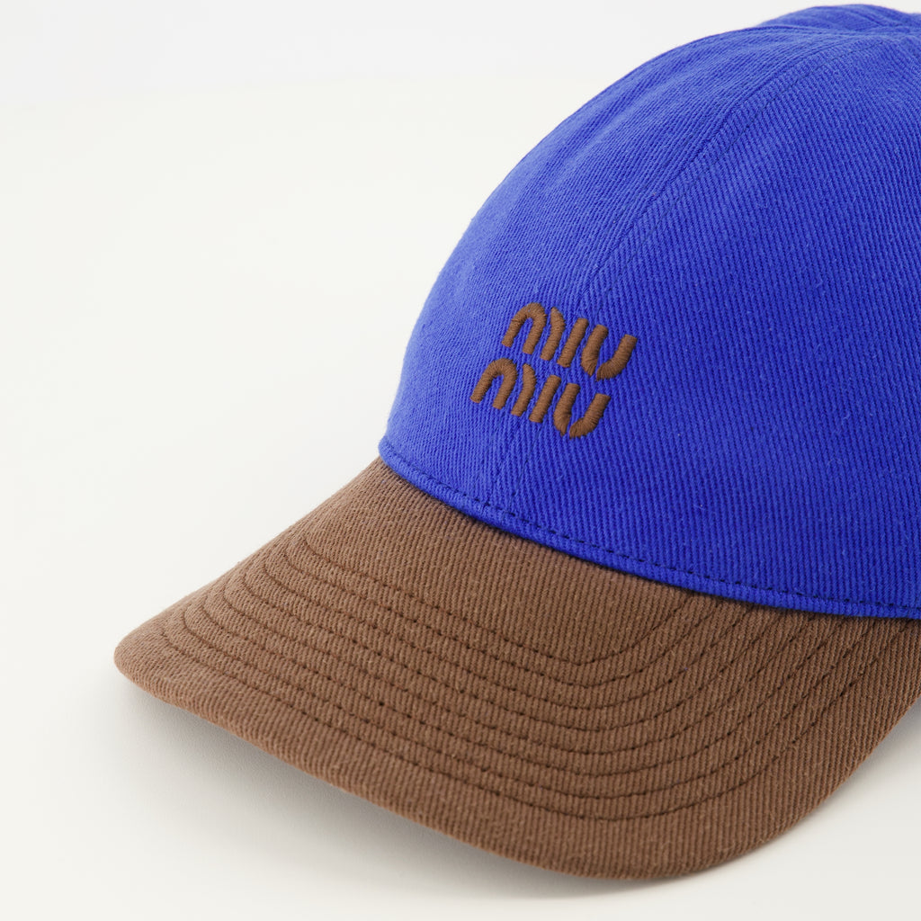 Imagen del artículo Gorro efecto denim azul y marrón de la marca Miu Miu para mujer - Temporada Primavera-Verano 2026 - Vista Detallada 3