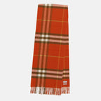Image de l'article Écharpe en cachemire Check orange de la marque Burberry pour Unisex - Saison Printemps-Été 2026 - Vue de Face