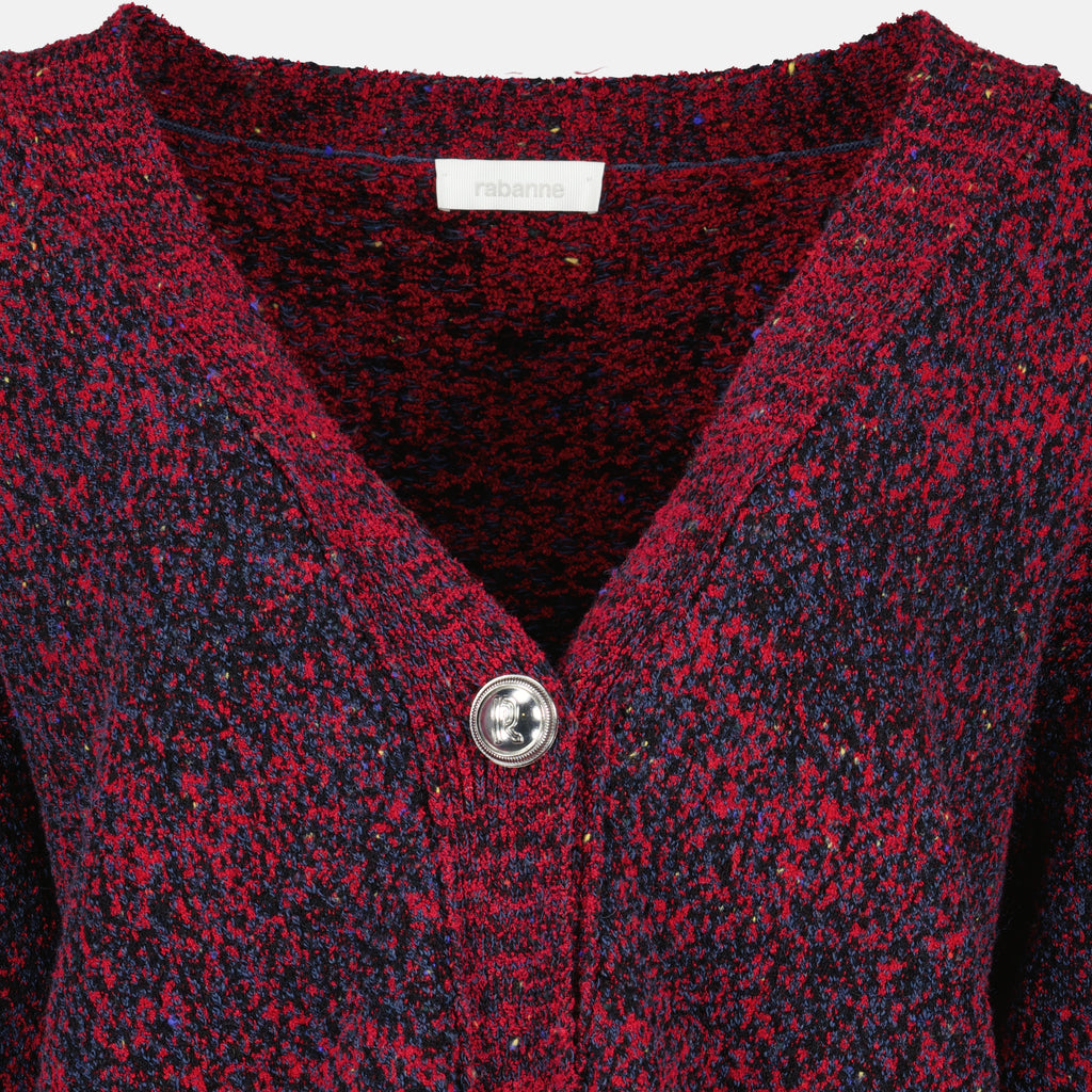 Image de l'article Cardigan rouge effet tweed en coton de la marque Rabanne pour Femme - Saison Printemps-Été 2026 - Vue détaillée_1