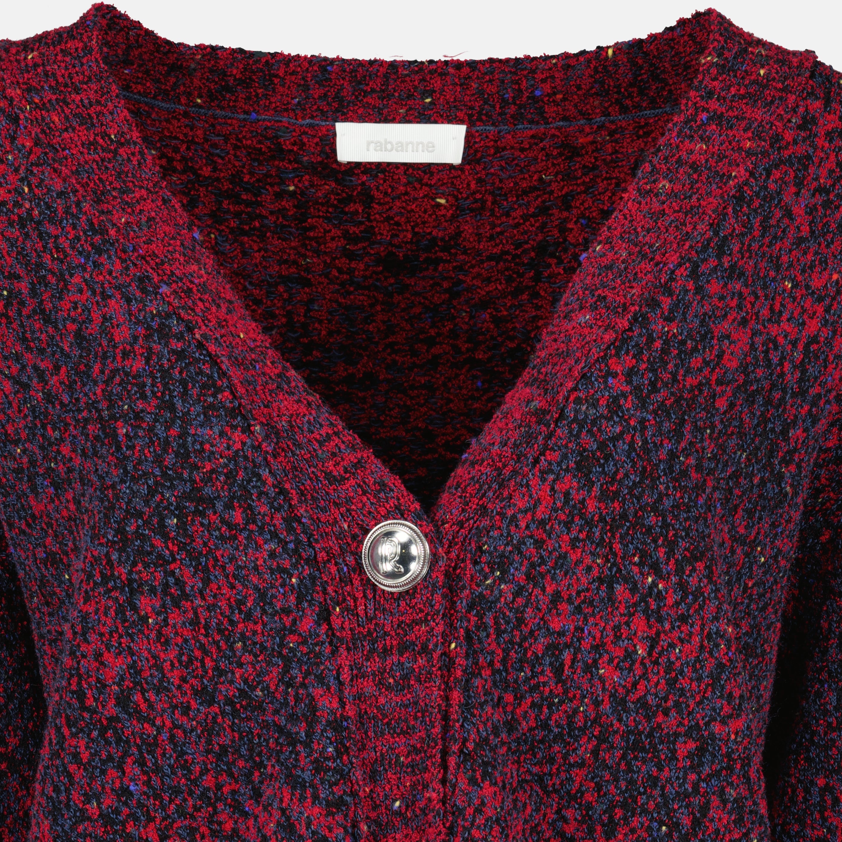 Image de l'article Cardigan rouge effet tweed en coton de la marque Rabanne pour Femme - Saison Printemps-Été 2026 - Vue détaillée_1