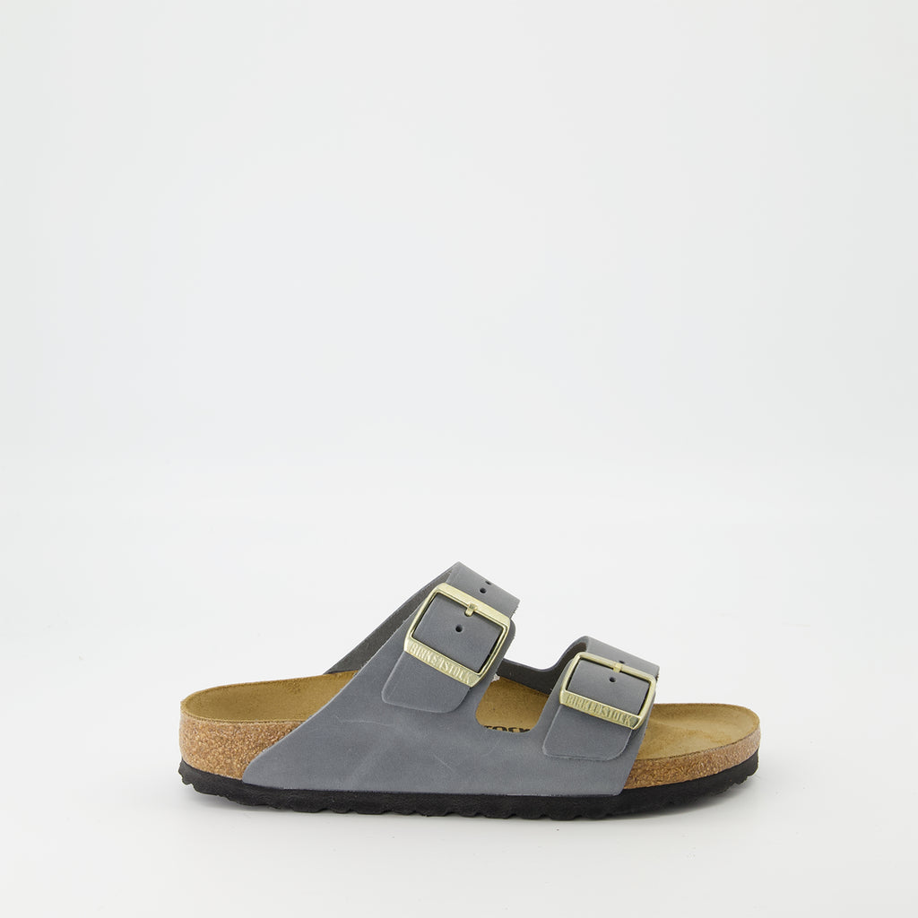 Zapatos abiertos Sandalias Arizona Birkenstock Gris Femme
