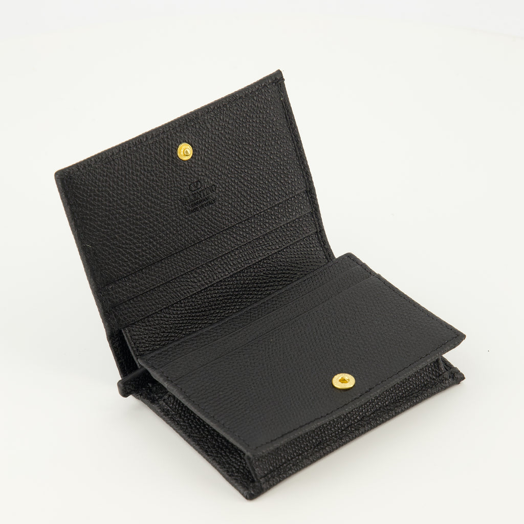 Petite maroquinerie Portefeuille Vlogo en cuir noir Valentino Garavani Noir Femme