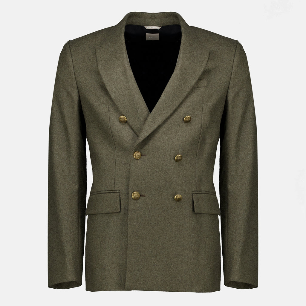 Vestes Blazer de Lã Caqui Dior Kaki Homme