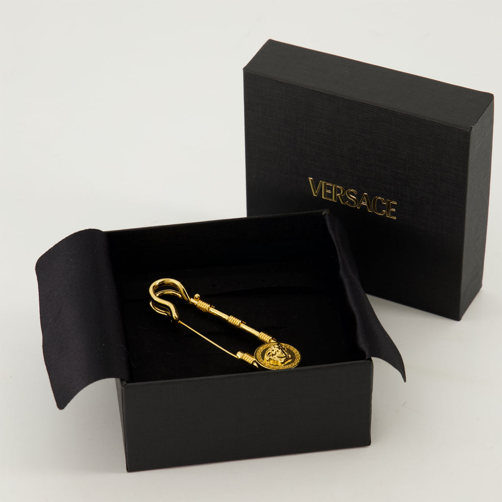 Bijoux Broche Medusa Safety Pin Versace Doré Femme
