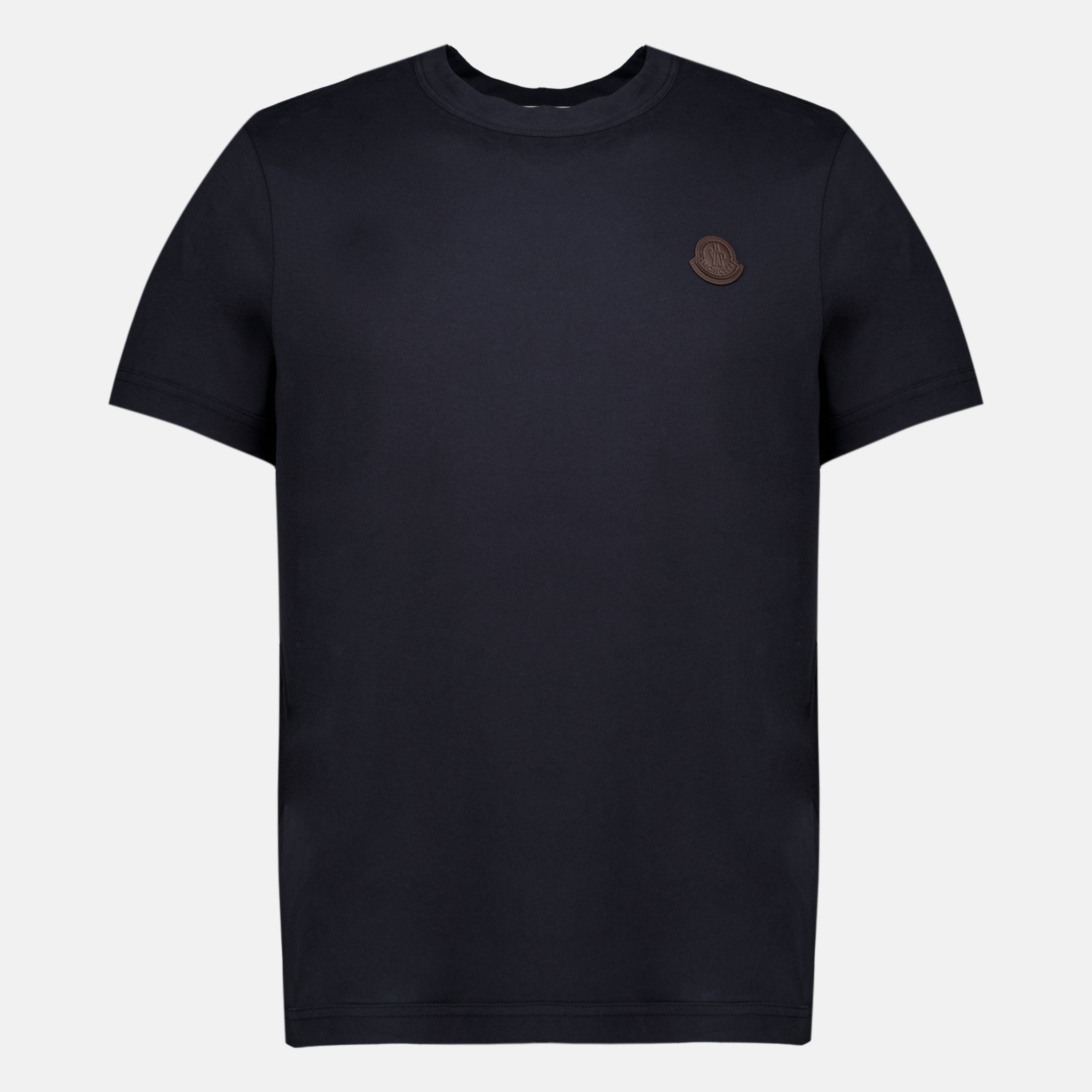 T-shirts 네이비 블루 가죽 로고 티셔츠 Moncler Bleu foncé Homme