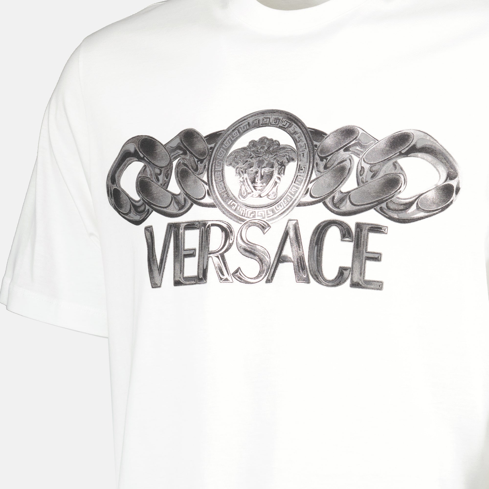 Tシャツ メデューサ オン チェーン Tシャツ Versace 白 Homme
