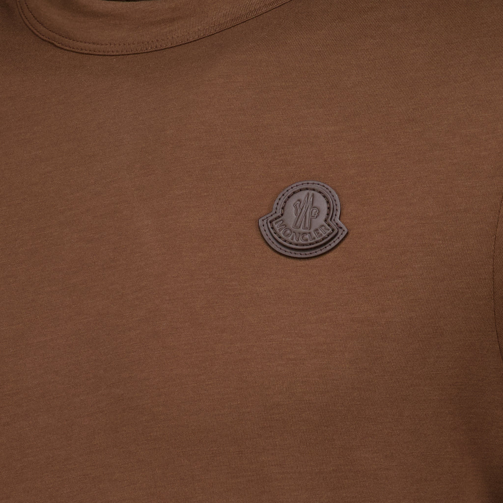 T-shirts T-Shirt in Pelle Marrone con Logo Moncler Marron Homme