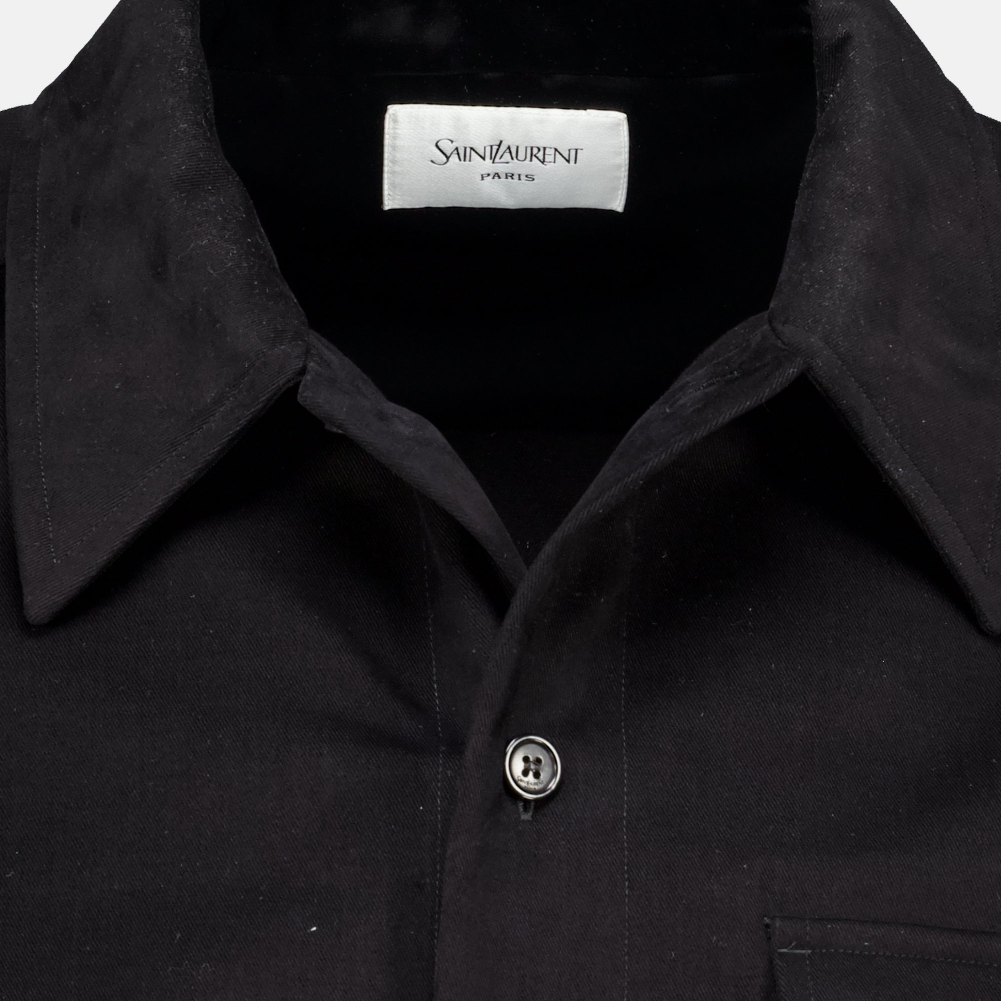 Chemises Camicia Overshirt Nera in Cotone Saint Laurent Noir Homme