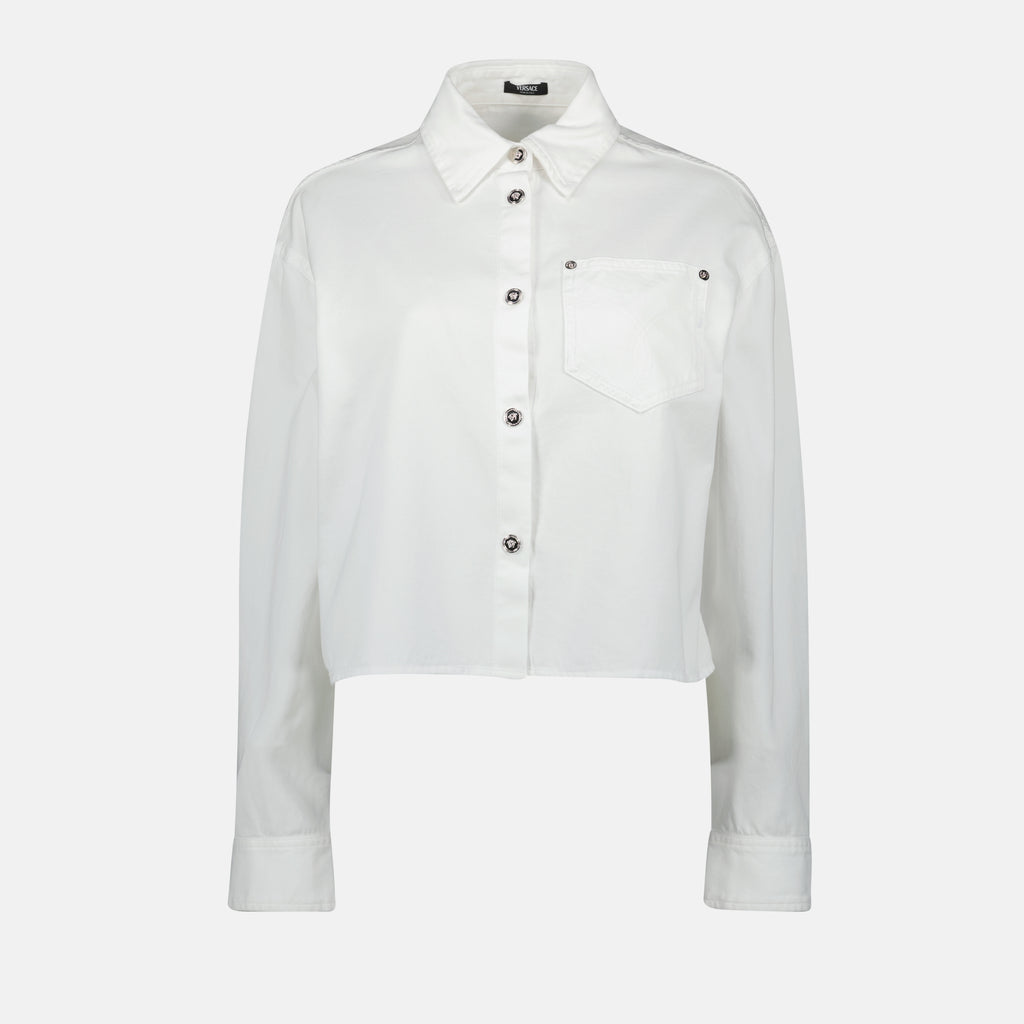 Camisas Camisa de Denim Blanca Versace Blanco Femme