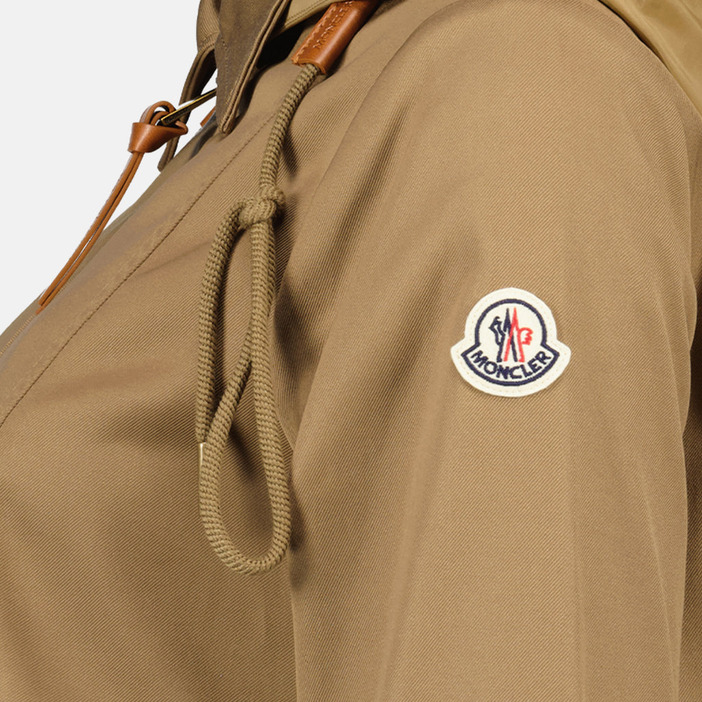 Vestes Casaco com Capuz Adenium em Gabardine de Algodão Moncler Marron Femme