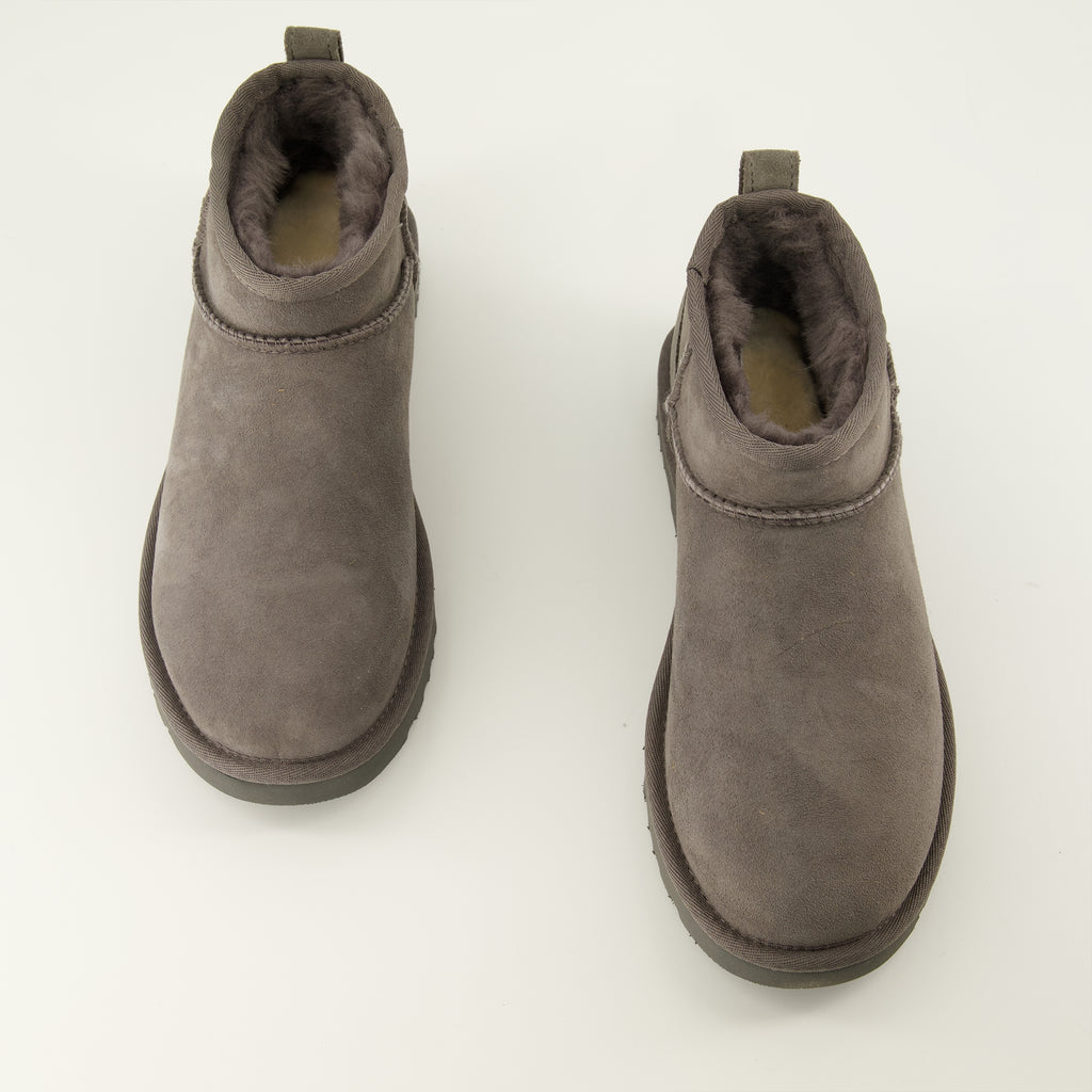 Bottines Classic Ultra Mini Grey Boots Ugg Gris Femme