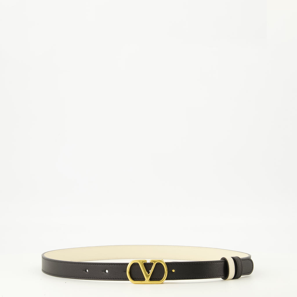 Ceintures Cintura VLogo Reversibile in Bianco e Nero 20 mm Valentino Garavani Blanc Femme