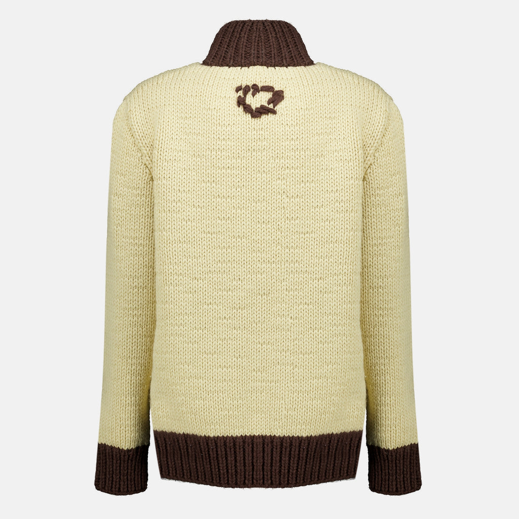 Maille Zipped Wool Cardigan Prada Marron Femme