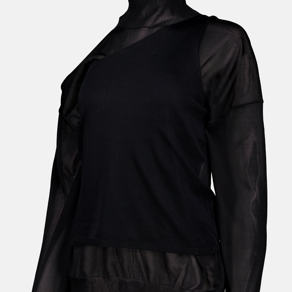 Maille Top de Organza de Seda Preta Fendi Noir Femme