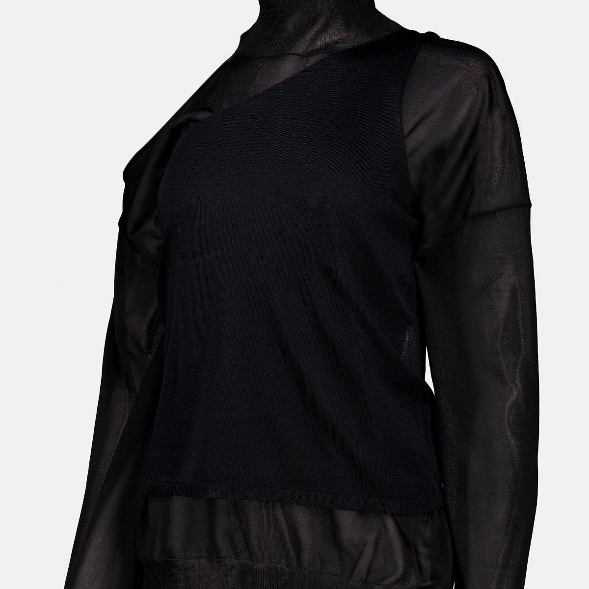 Maille Black Silk Organza Top Fendi Noir Femme