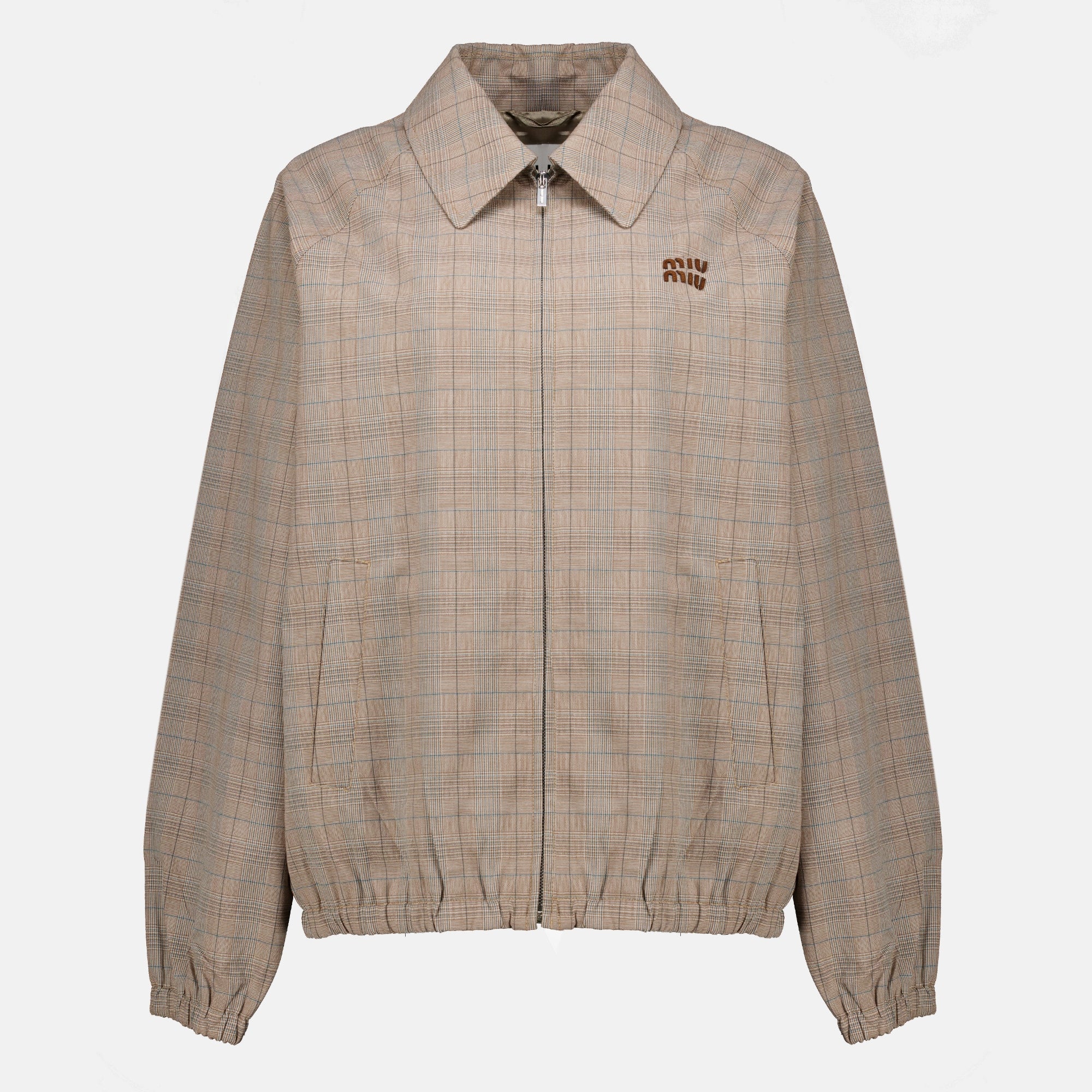 Vestes Checked Wool Jacket Miu Miu Marron Femme
