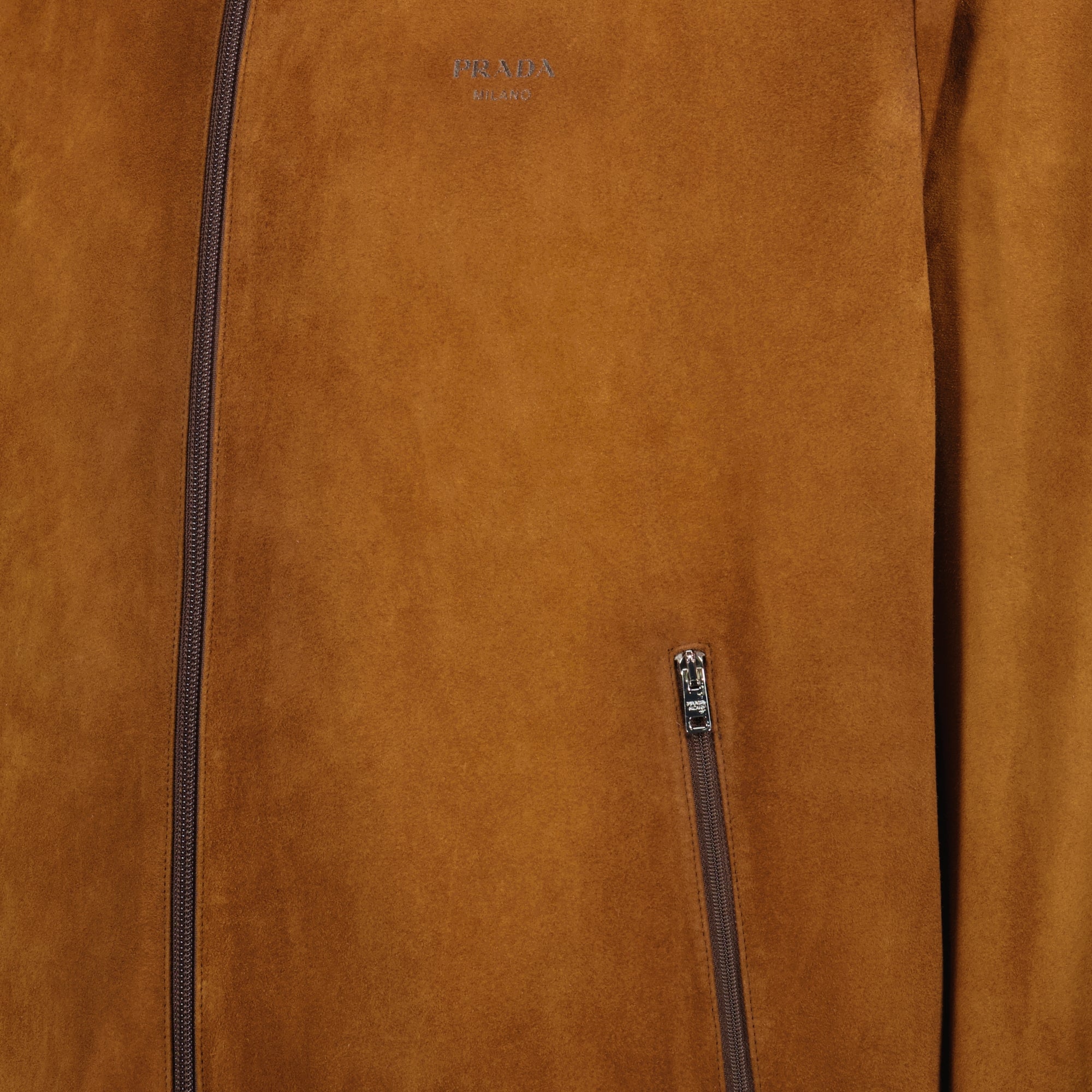 Manteaux Blouson en veau velours Prada Marron Homme