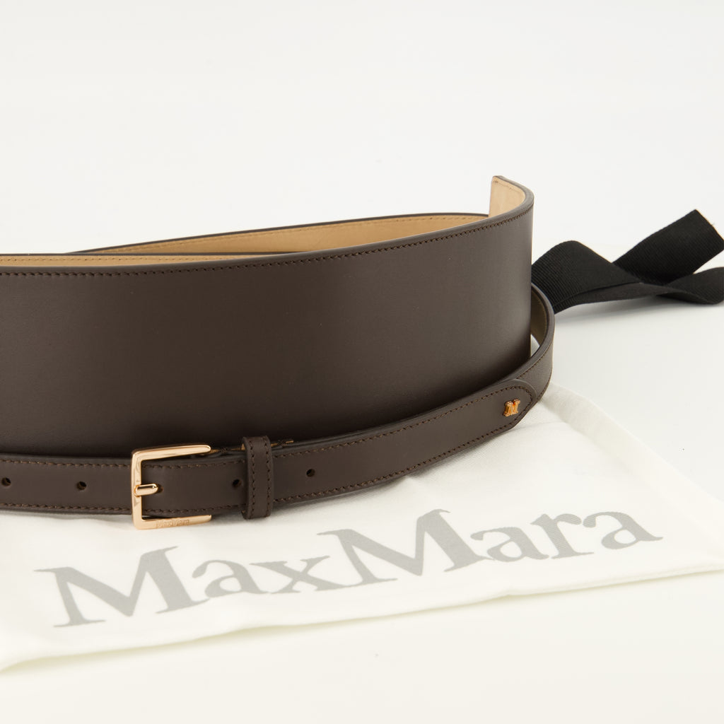 Ceintures ブラウンレザー ベルト Max Mara Marron Femme