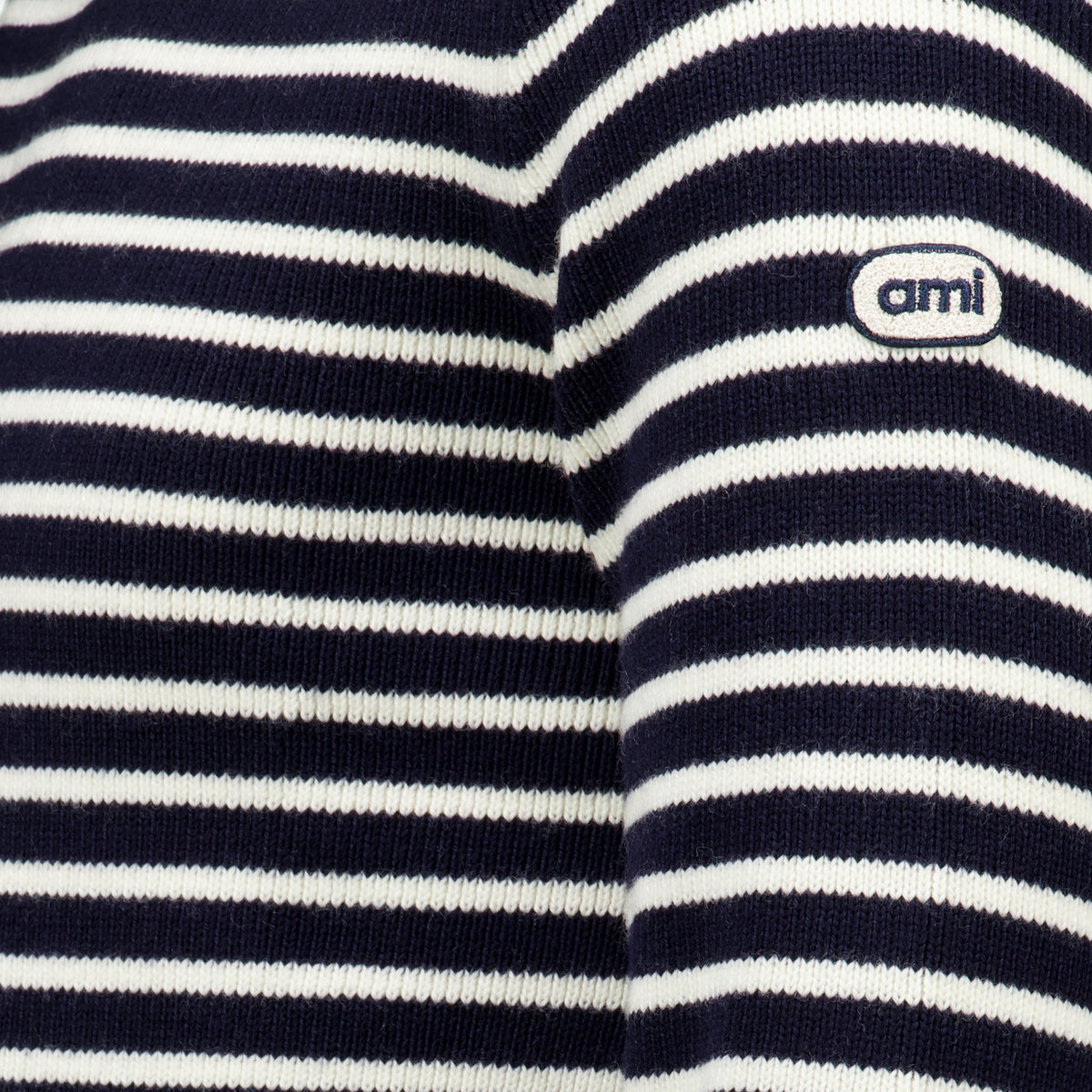Sweatshirts Blauer gestreifter Wollpullover Ami PARIS Bleu foncé Unisexe