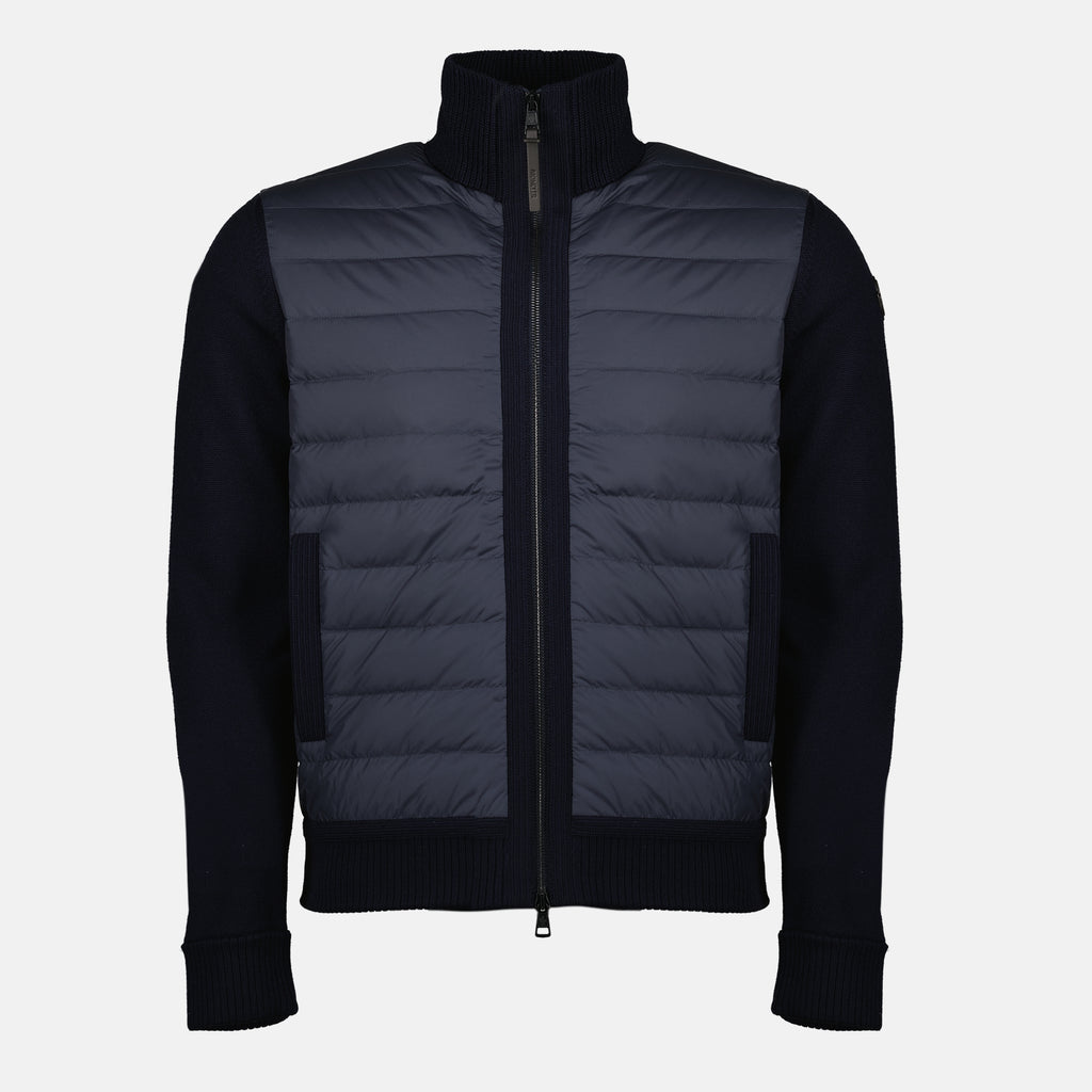 Image de l'article Cardigan bi-matière bleu marine de la marque Moncler pour Homme - Saison Printemps-Été 2026 - Vue de Face