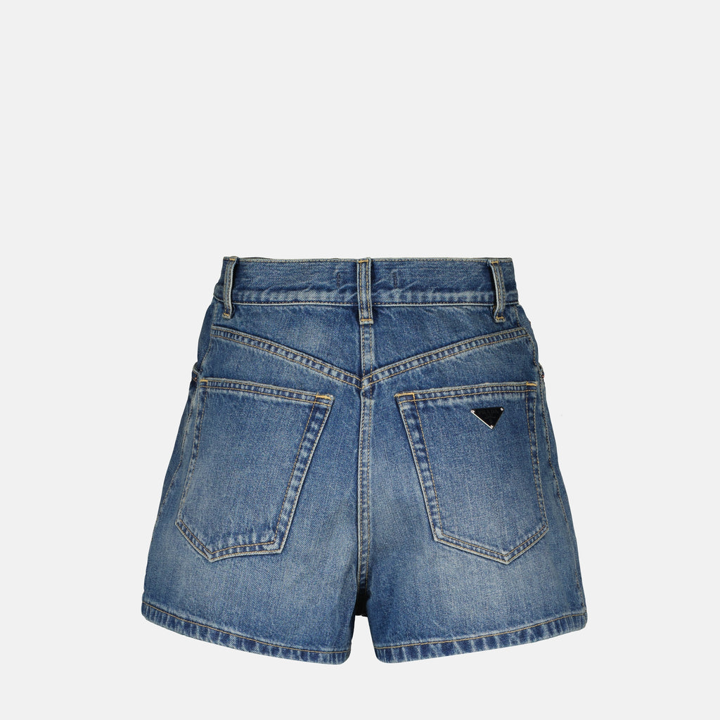 Immagine dei Pantaloni Corti in Denim di Prada per Donna - Stagione Autunno-Inverno 2025 - Vista Posteriore
