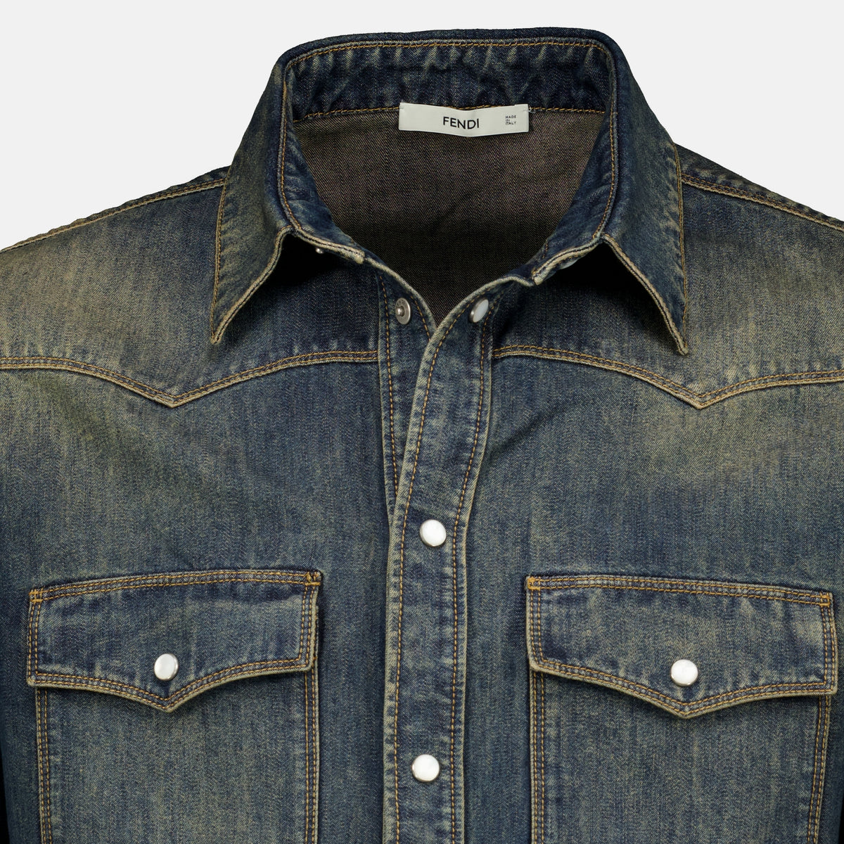Chemises Chemise en jean bleu délavé Fendi Bleu Homme