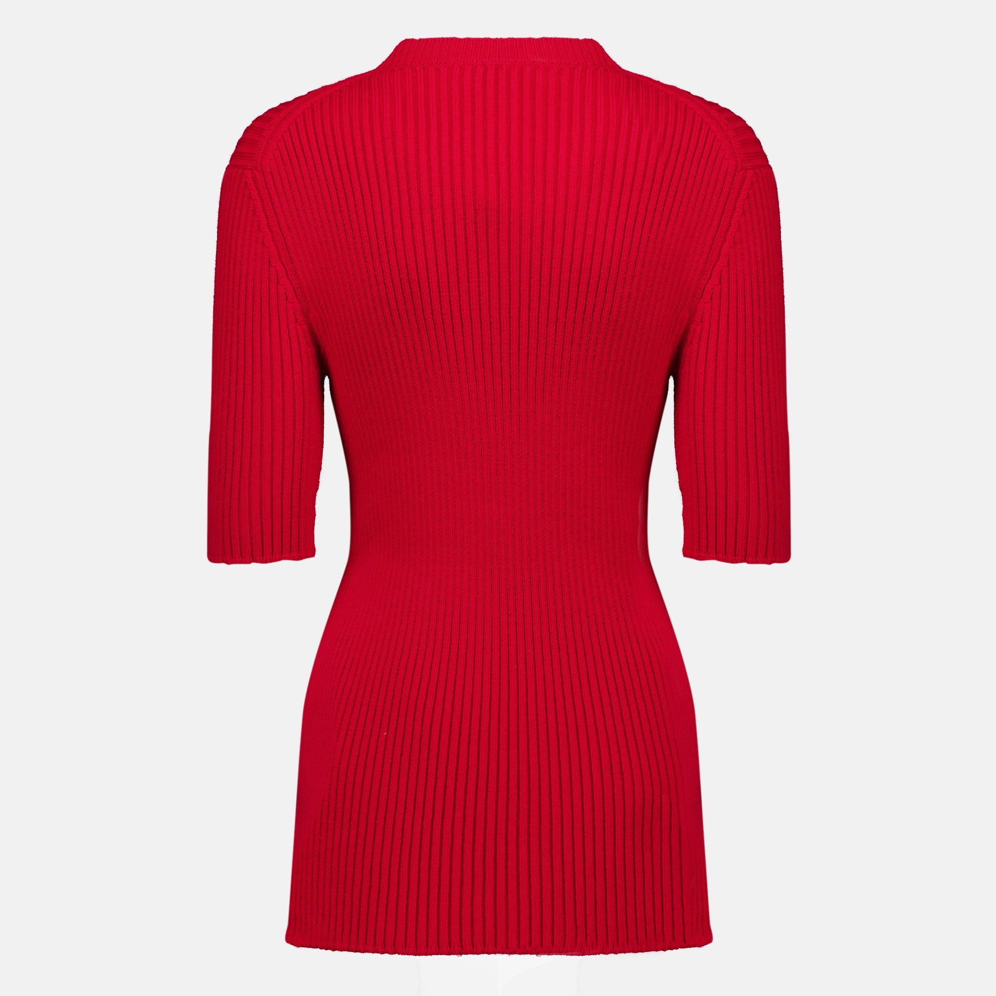 Maille Pull manches courtes en maille côtelée rouge Prada Rouge Femme