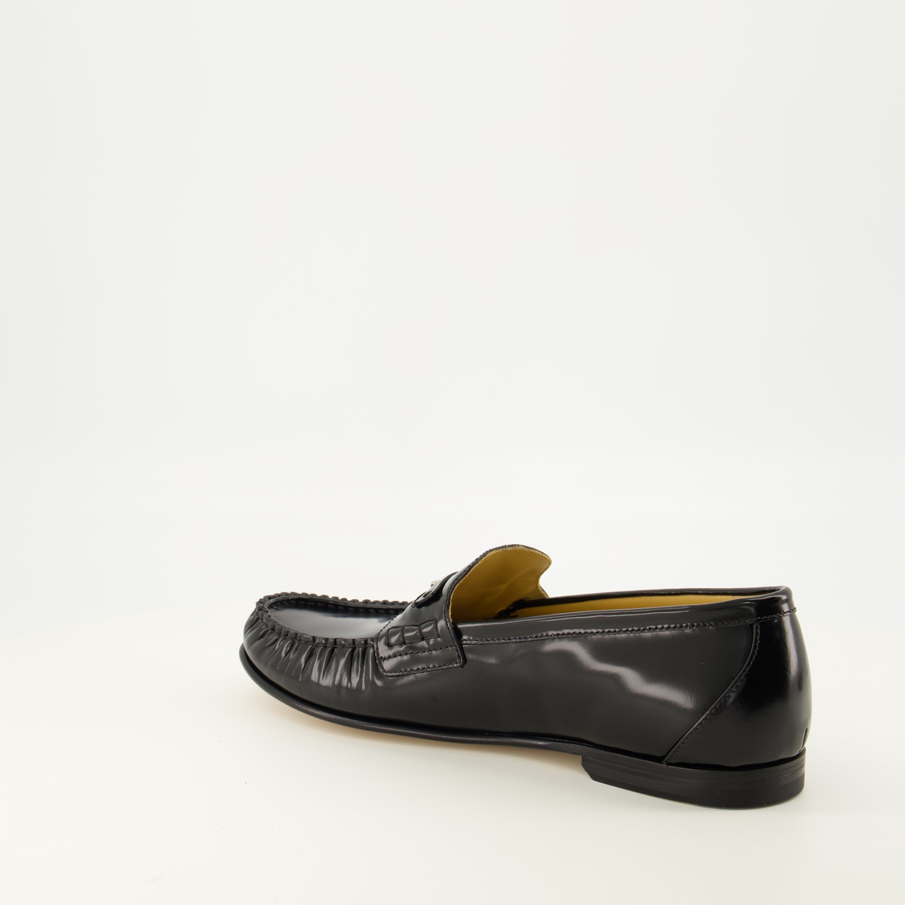 Mocassins Mocassini Neri in Pelle Scrunch Fendi Noir Homme