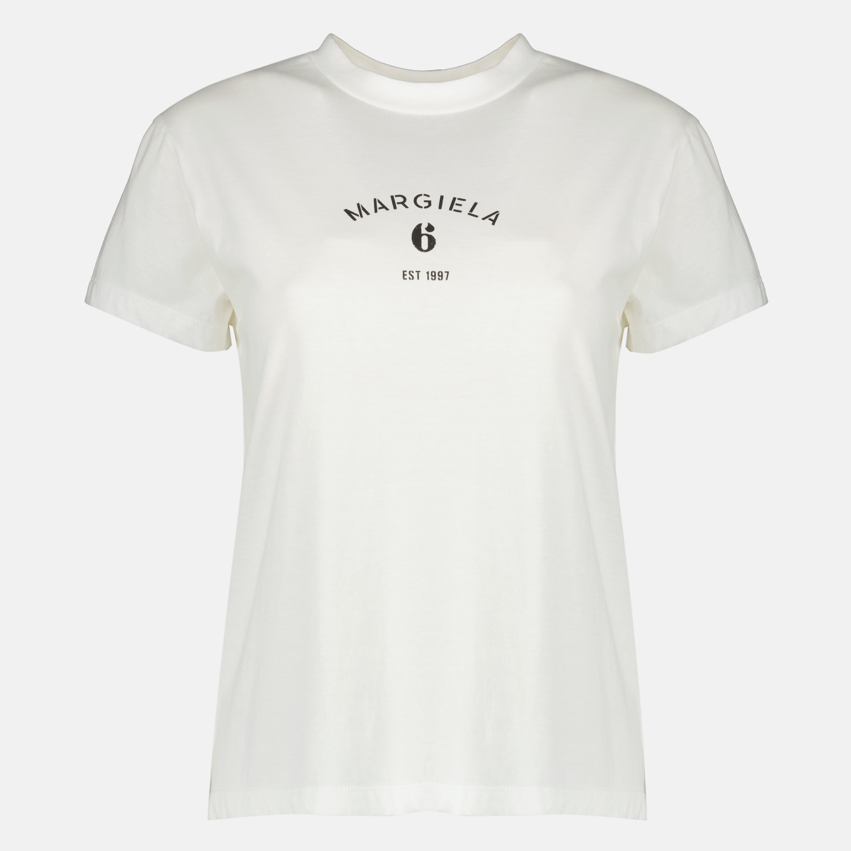 T-shirts ホワイト シグネチャー コットン Tシャツ Mm6 Blanc Femme